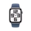 Viedpulkstenis Apple Watch SE GPS 44 mm sudraba alumīnija korpuss ar džinsa sporta siksnu zilā krāsā S/M