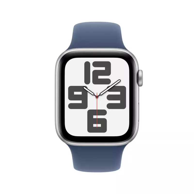 Viedpulkstenis Apple Watch SE GPS 44 mm sudraba alumīnija korpuss ar džinsa sporta siksnu zilā krāsā S/M