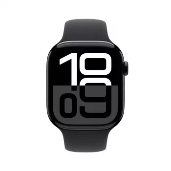 Viedpulkstenis Apple Watch Series 10 GPS 46mm Melnkoks alumīnija korpuss ar Melnu sporta siksniņu – S/M