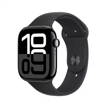 Viedpulkstenis Apple Watch Series 10 GPS 46mm Melnkoks alumīnija korpuss ar Melnu sporta siksniņu – S/M
