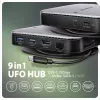 Axagon HMC-UFO USB-C centrmezgls M.2 SATA/NVMe 1 Gbit/s Ethernet 384 kHz Audio Vadu USB 3.2 Gen 2 (3.1 Gen 2) Type-C Melns