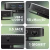 Axagon HMC-UFO USB-C centrmezgls M.2 SATA/NVMe 1 Gbit/s Ethernet 384 kHz Audio Vadu USB 3.2 Gen 2 (3.1 Gen 2) Type-C Melns