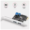 Axagon PCEU-232RS PCIe kontrolieris 2x ār. + 2x iekš. USB 5Gbps