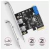 Axagon PCEU-232RS PCIe kontrolieris 2x ār. + 2x iekš. USB 5Gbps