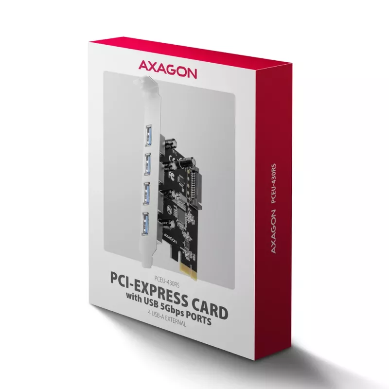 Axagon PCEU-430RS PCIe kontrolieris 4x ārējs USB-A 5Gbps ports