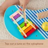 Fisher-Price koka muzikālais galds ar perkusiju instrumentu rotaļlietām, 3 koka detaļas