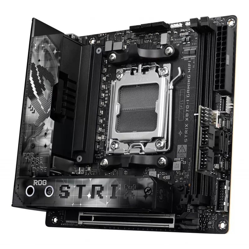 Mātesplate ASUS ROG STRIX X870-I GAMING WIFI mini ITX · AMD X870 · Socket AM5 · DDR5 · 2 DIMM · Wi‑Fi 7 · Bluetooth 5.4