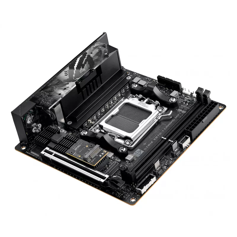 Mātesplate ASUS ROG STRIX X870-I GAMING WIFI mini ITX · AMD X870 · Socket AM5 · DDR5 · 2 DIMM · Wi‑Fi 7 · Bluetooth 5.4