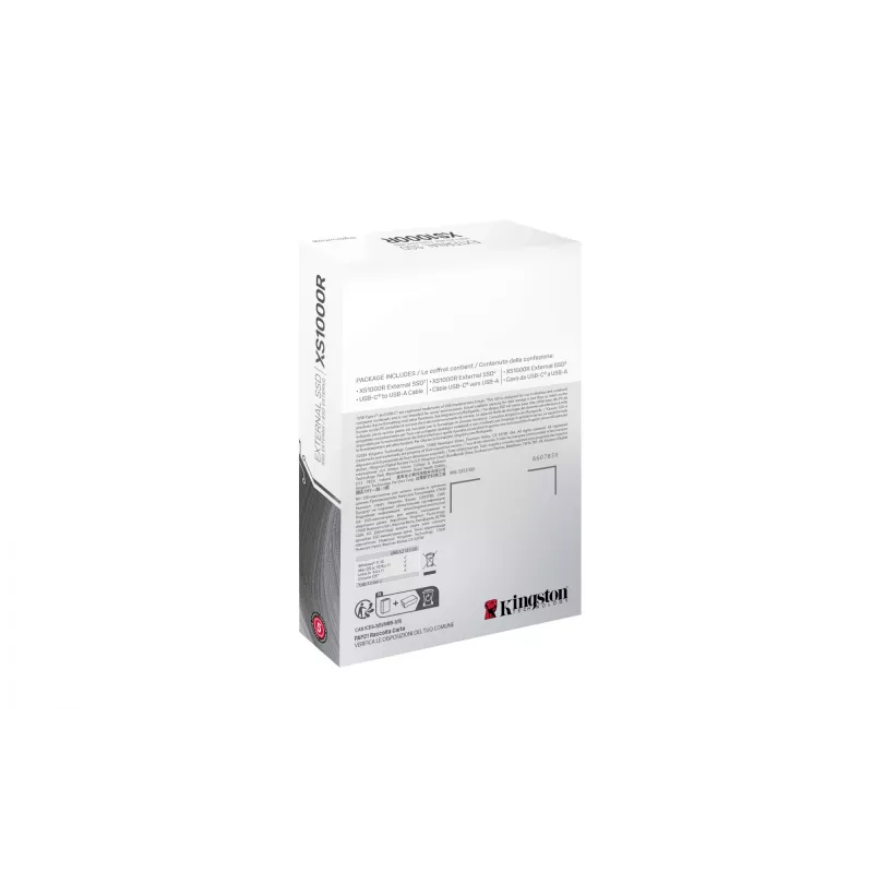 Kingston Technology 2TB XS1000 sarkans ārējais USB 3.2 Gen 2 pārnēsājamais cietvielu disks
