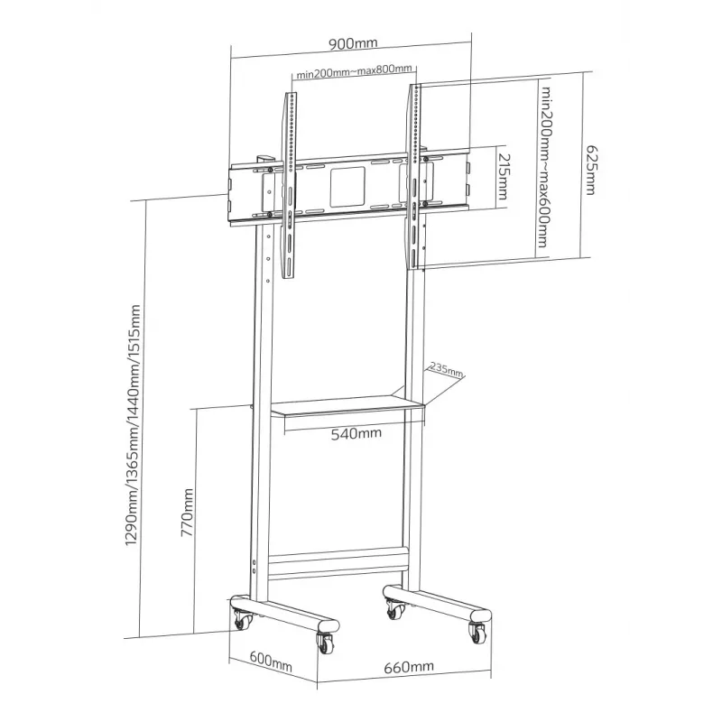 Techly ICA-TR74 TV stiprinājums/statīvs 2.29 m (90 collas) melns
