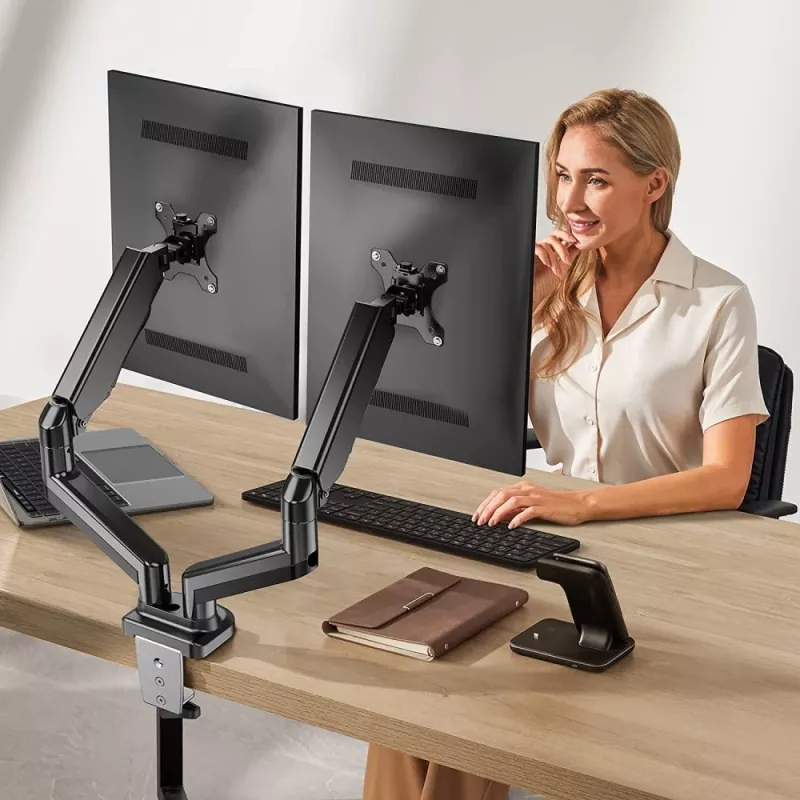Techly ICA-LCD 462B galda monitora turētājs, gāzes atspere, 17–32 collas (43,2–81,3 cm), 9 kg, VESA 75x75/100x100, melns