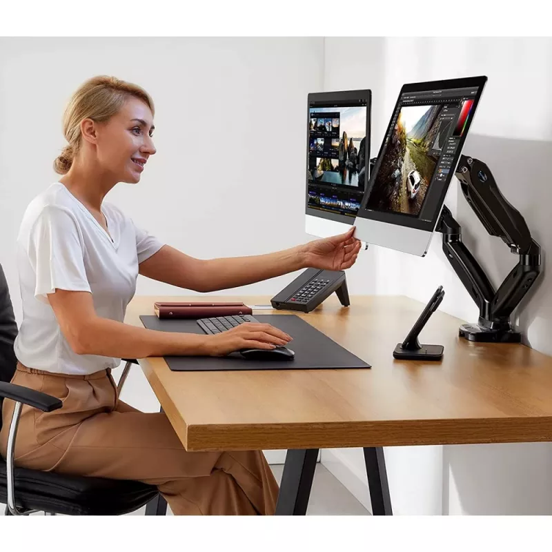 Techly ICA-LCD 462B galda monitora turētājs, gāzes atspere, 17–32 collas (43,2–81,3 cm), 9 kg, VESA 75x75/100x100, melns