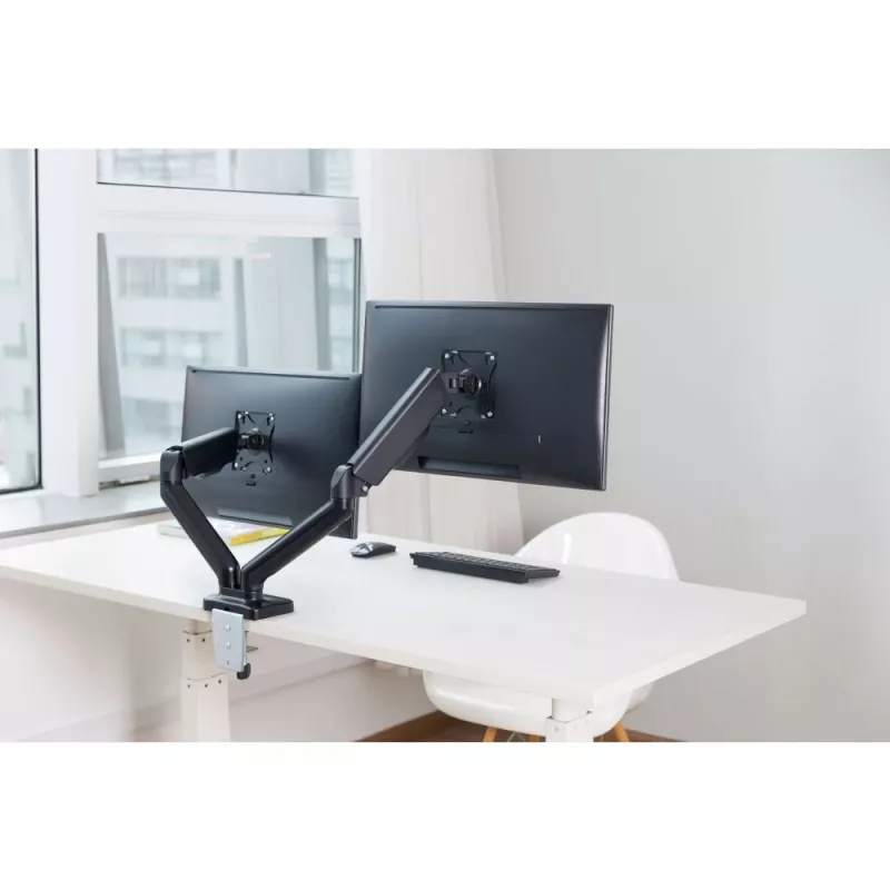Techly ICA-LCD 462B galda monitora turētājs, gāzes atspere, 17–32 collas (43,2–81,3 cm), 9 kg, VESA 75x75/100x100, melns