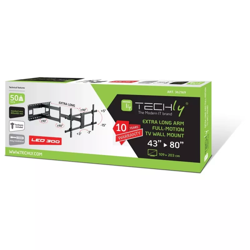 Techly ICA-PLB 490 TV kronšteins/statīvs 2,03 m (80 collas) melns