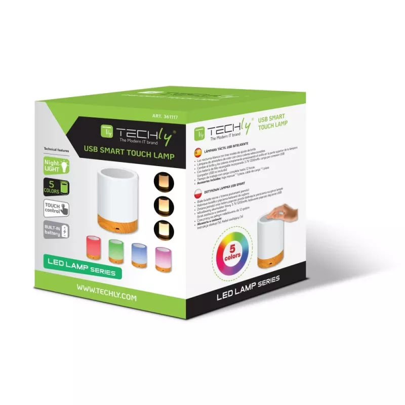 Galda lampa Techly I-LED TOUCH 1.6 W balta LED skārienvadība