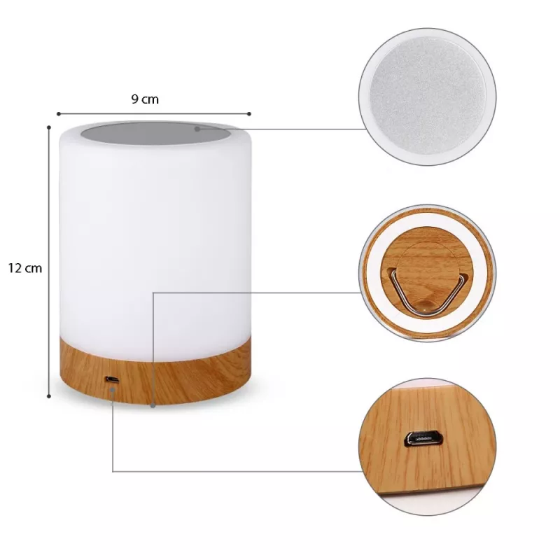 Galda lampa Techly I-LED TOUCH 1.6 W balta LED skārienvadība
