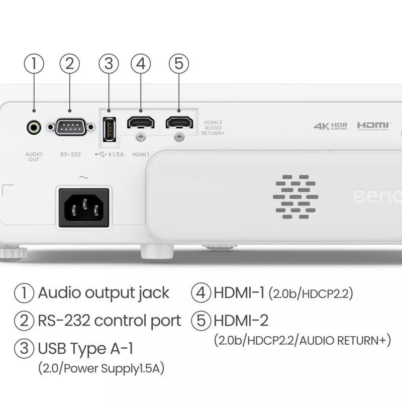 BenQ TK710STi īsa attāluma projektors 3200 ANSI lūmeni DLP UHD 4K (3840x2160) 3D melns, balts