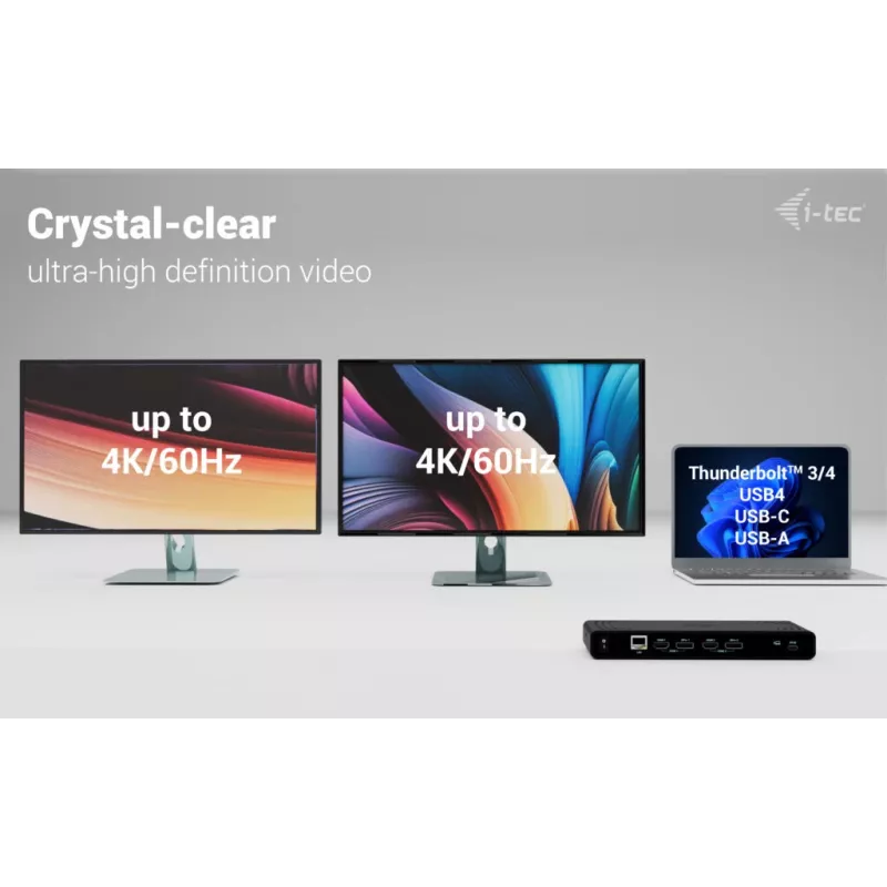 i-tec Universal Dual 4K Display Docking Station + Power Delivery 85W