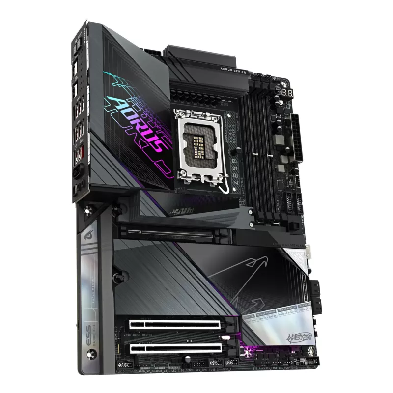 GIGABYTE Z890 AORUS MASTER mātesplate - atbalsta Intel Core Ultra (Series 2) procesorus, 18+1+2 fāžu VRM, līdz 9500MHz DDR5 (OC), 2xPCIe 5.0 + 3xPCIe 4.0, Wi-Fi 7, 10GbE LAN, Thunderbolt 4