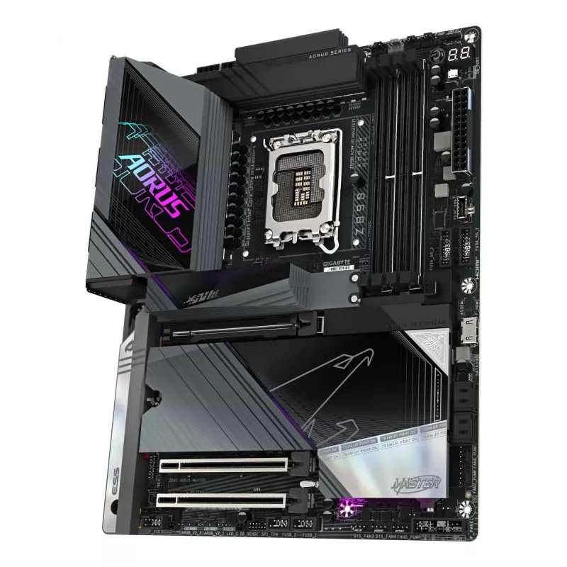 GIGABYTE Z890 AORUS MASTER mātesplate - atbalsta Intel Core Ultra (Series 2) procesorus, 18+1+2 fāžu VRM, līdz 9500MHz DDR5 (OC), 2xPCIe 5.0 + 3xPCIe 4.0, Wi-Fi 7, 10GbE LAN, Thunderbolt 4