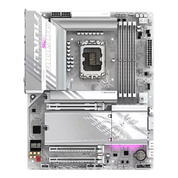 GIGABYTE Z890 AORUS ELITE WIFI7 ICE mātesplate - Atbalsta Intel Core Ultra (Series 2) centrālos procesorus, 16+1+2 fāžu VRM, līdz 8800MHz DDR5 (OC), 1xPCIe 5.0 + 3xPCIe 4.0, Wi-Fi 7, 2.5GbE LAN, Thunderbolt 4