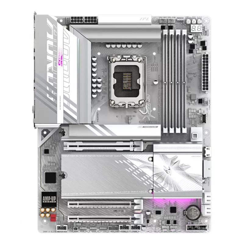 GIGABYTE Z890 AORUS ELITE WIFI7 ICE mātesplate - Atbalsta Intel Core Ultra (Series 2) centrālos procesorus, 16+1+2 fāžu VRM, līdz 8800MHz DDR5 (OC), 1xPCIe 5.0 + 3xPCIe 4.0, Wi-Fi 7, 2.5GbE LAN, Thunderbolt 4