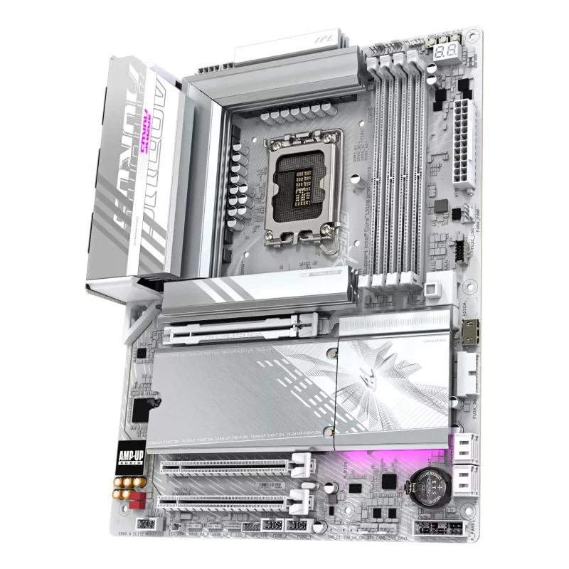 GIGABYTE Z890 AORUS ELITE WIFI7 ICE mātesplate - Atbalsta Intel Core Ultra (Series 2) centrālos procesorus, 16+1+2 fāžu VRM, līdz 8800MHz DDR5 (OC), 1xPCIe 5.0 + 3xPCIe 4.0, Wi-Fi 7, 2.5GbE LAN, Thunderbolt 4
