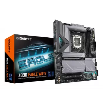 GIGABYTE Z890 EAGLE WIFI7 mātesplate - atbalsta Intel Core Ultra (Series 2) CPU, 14+1+2 fāžu VRM, līdz 8800MHz DDR5 (OC), 1xPCIe 5.0 + 3xPCIe 4.0, Wi-Fi 7, 2.5GbE LAN, USB 4
