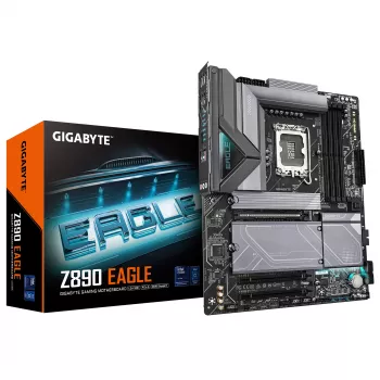 GIGABYTE Z890 EAGLE mātesplate - atbalsta Intel Core Ultra (2. sērijas) CPU, 14+1+2 fāžu VRM, līdz 8800MHz DDR5 (OC), 1xPCIe 5.0 M.2 + 3xPCIe 4.0 M.2, 2.5GbE LAN, USB4