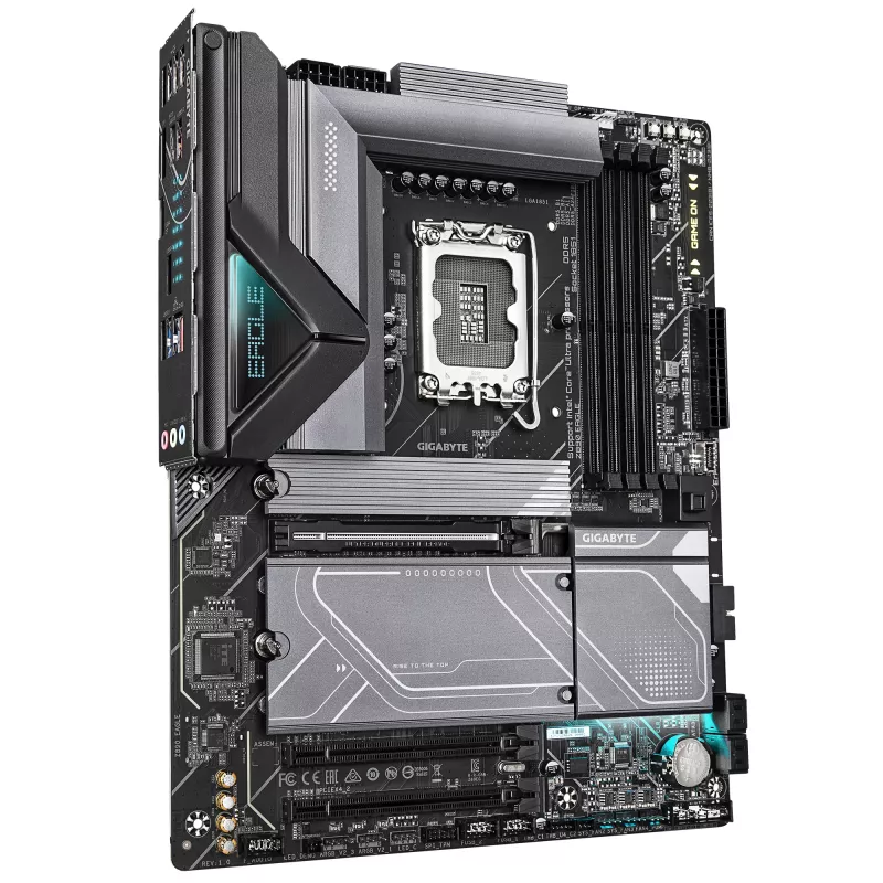 GIGABYTE Z890 EAGLE mātesplate - atbalsta Intel Core Ultra (2. sērijas) CPU, 14+1+2 fāžu VRM, līdz 8800MHz DDR5 (OC), 1xPCIe 5.0 M.2 + 3xPCIe 4.0 M.2, 2.5GbE LAN, USB4