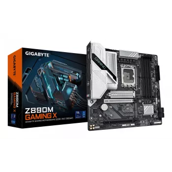GIGABYTE Z890M GAMING X mātesplate - atbalsta Intel Core Ultra (Series 2) procesorus, 8+1+2 fāžu VRM, līdz 8800MHz DDR5 (OC), 1xPCIe 5.0 + 2xPCIe 4.0, 2.5GbE LAN, USB 3.2 Gen 1