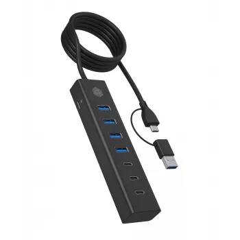 ICY BOX IB-HUB1737-C3 USB 3.2 Gen 1 (3.1 Gen 1) Type-C 5000 Mbit/s Melns