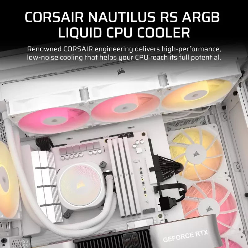 CORSAIR Nautilus 240 Rs ArGB šķidruma procesora universālais šķidruma dzesētājs, balts
