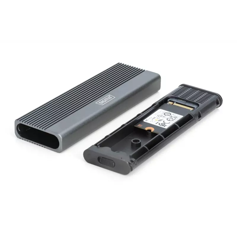 DIGITUS USB cietā diska korpuss - NVMe + SATA 10Gbps (NVMe) 6 Gbps (SATA) USB3.1 Gen2 alumīnija bezinstrumentu