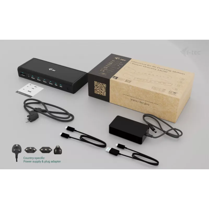 i-tec Universal 6x 4K/60Hz displeja dokstacija + 140 W barošanas padeve