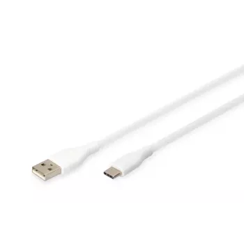 DIGITUS USB-C silikona uzlādes kabelis USB-A – USB-C USB 2.0 60W – 50 cm balts