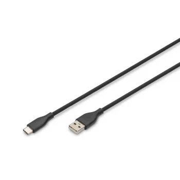 DIGITUS USB-C Silicone charging kabelis USB-A - USB-C USB 2.0 60W - 1m Melns