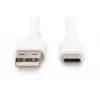 DIGITUS USB-C silikona uzlādes kabelis USB-A - USB-C USB 2.0 60W - 1m Balts
