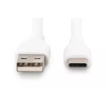 DIGITUS USB-C silikona uzlādes kabelis USB-A - USB-C USB 2.0 60W - 1m Balts