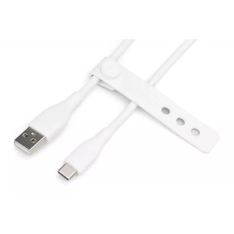 DIGITUS USB-C silikona uzlādes kabelis USB-A - USB-C USB 2.0 60W - 1m Balts