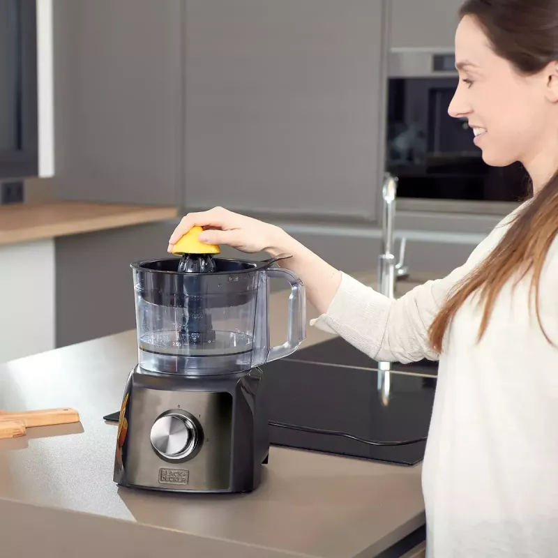 Virtuves kombains Melns & Decker BXFPA1200E — 1200 W, 1,5 L bļoda, 2 ātrumi, impulsa funkcija, nerūsējošā tērauda korpuss