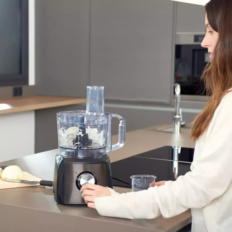 Virtuves kombains Melns & Decker BXFPA1200E — 1200 W, 1,5 L bļoda, 2 ātrumi, impulsa funkcija, nerūsējošā tērauda korpuss