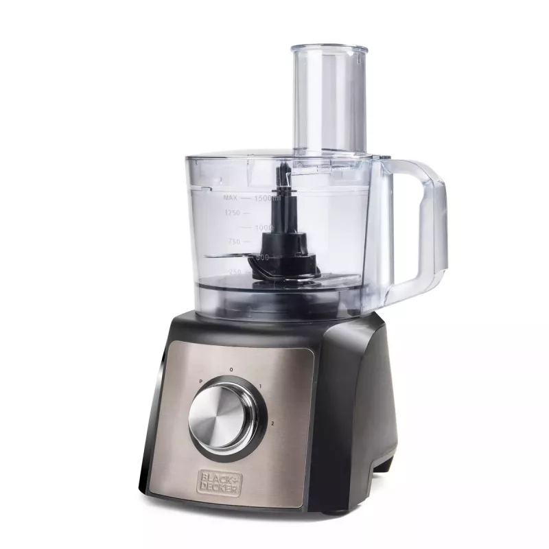 Virtuves kombains Melns & Decker BXFPA1200E — 1200 W, 1,5 L bļoda, 2 ātrumi, impulsa funkcija, nerūsējošā tērauda korpuss