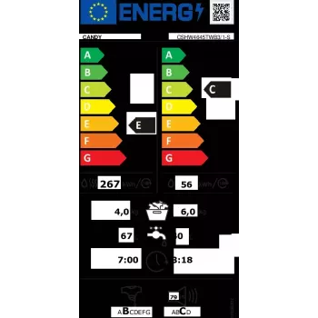 Veļas mazgājamā un žāvējamā mašīna Candy Smart Pro CSHW4645TWB3/1-S, brīvi stāvoša, ar priekšējo ielādi, 4 kg, 1400 apgr./min, B žāvēšanas klase, balta