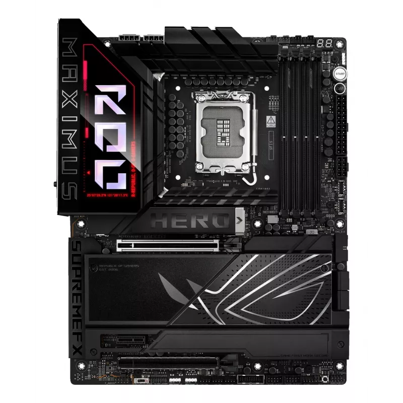 Mātesplate ASUS ROG MAXIMUS Z890 HERO — Intel Z890, LGA 1851, ATX, DDR5, 4 DIMM, 6x M.2, Wi‑Fi 7, 2.5Gb LAN