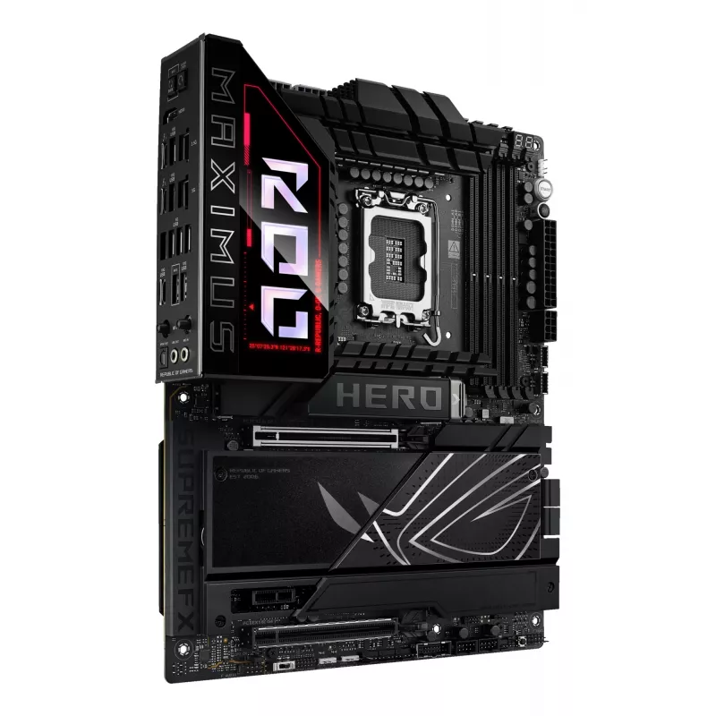 Mātesplate ASUS ROG MAXIMUS Z890 HERO — Intel Z890, LGA 1851, ATX, DDR5, 4 DIMM, 6x M.2, Wi‑Fi 7, 2.5Gb LAN