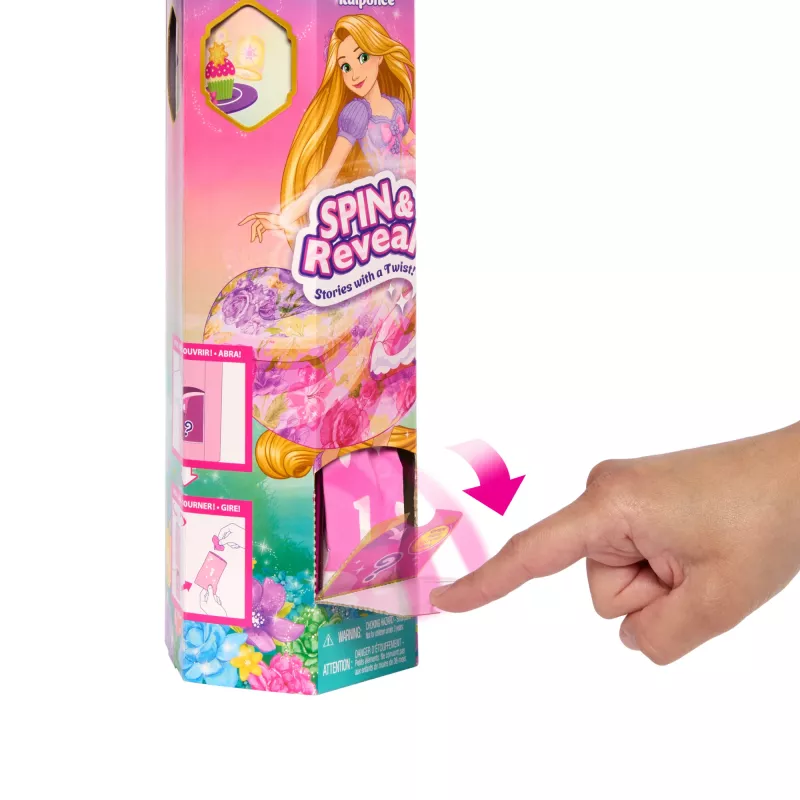 Disney Princess Spin & Reveal Rapunzel modes lelle un aksesuāri ar 11 pārsteigumiem