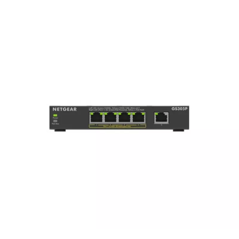 NETGEAR GS305Pv3 Nevadāms Gigabit Ethernet (10/100/1000) Power over Ethernet (PoE) Melns