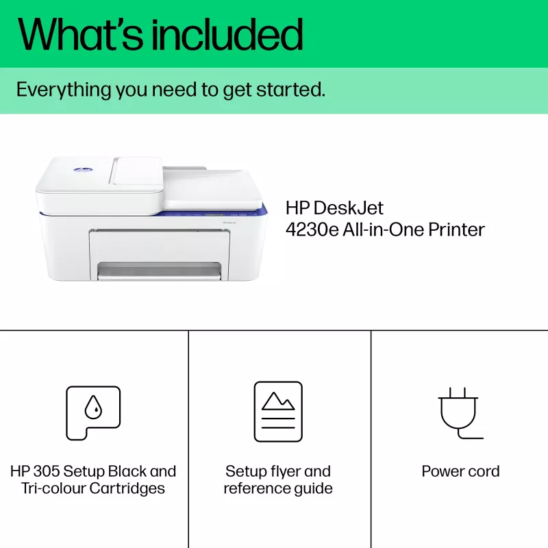 HP DeskJet 4230e Bezvadu Daudzfunkciju Krāsu Printeris, Instant Ink; Kopētājs, Skenētājs