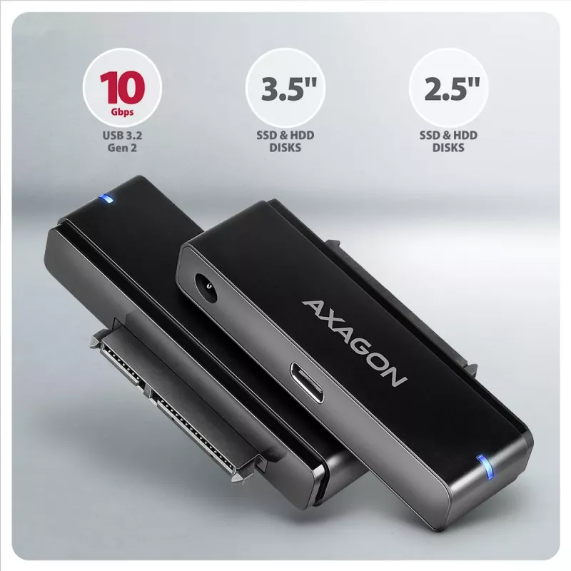 Axagon ADSA-FPX USB-C 10Gbps FAST PORT X adapteris 2,5 collu/3,5 collu SSD/HDD